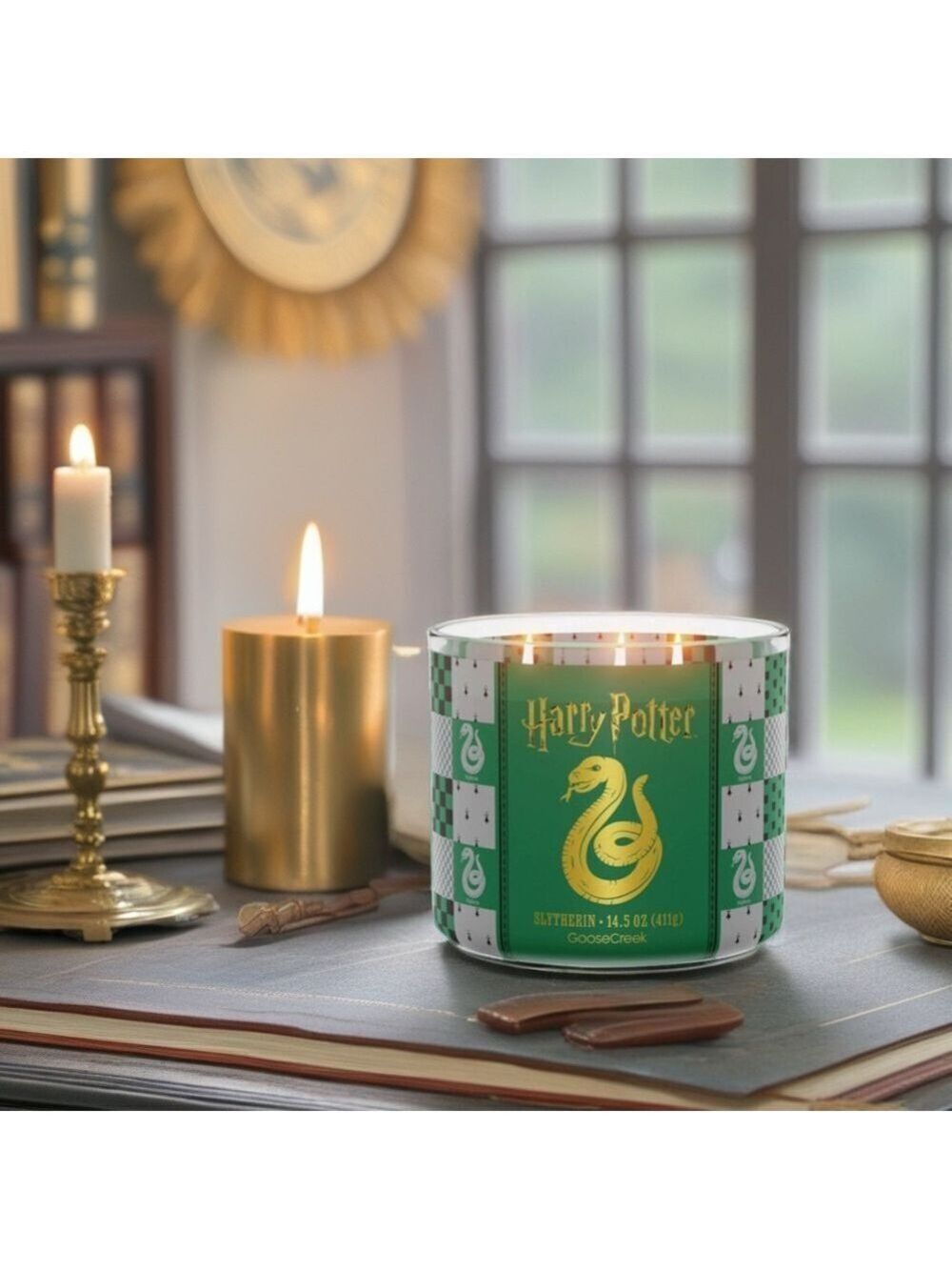 Harry Potter Slytherin 3-Wick Candle by Goose Creek 14.5 oz NEW